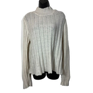 Wild Fable White Cable Knit Ribbed Sweater Turtleneck Pullover Size XXL Nautical